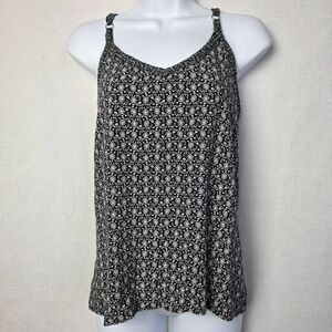 Maurices Black White Floral Sleeveless Tank Top L